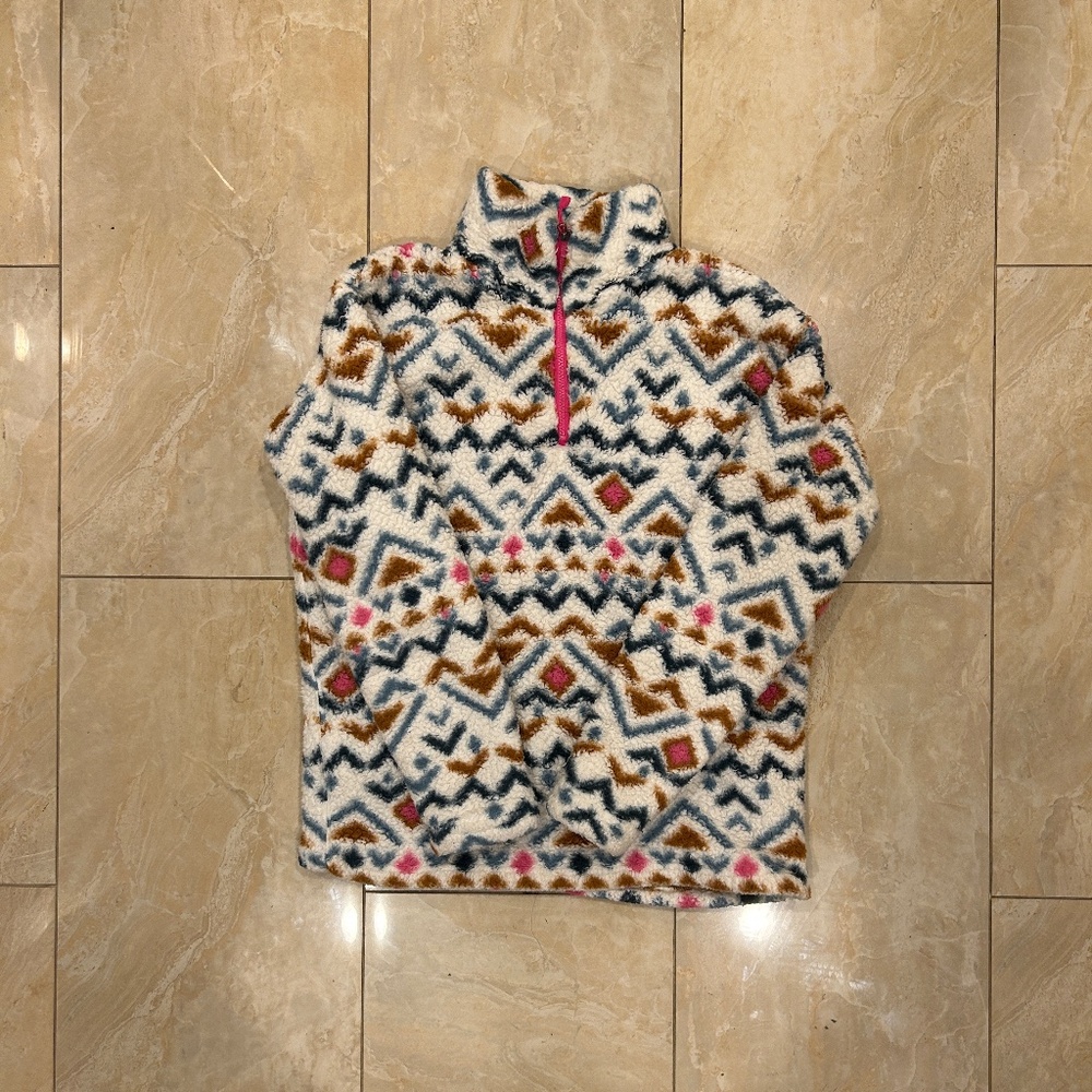 Eddie Bauer Soft Plush Extra Warm Quarter Zip Multicolor Pullover Sweatshirt